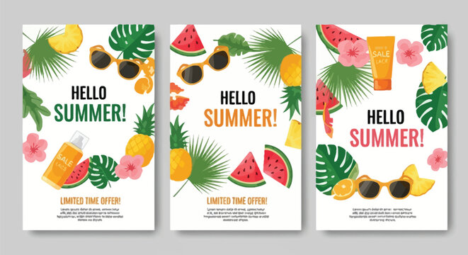 Blue summer beach vector icons seashells starfish flip flops and coastal elements