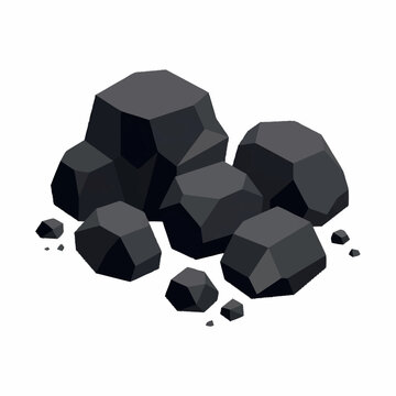 Black rocks and stone fragments pile.