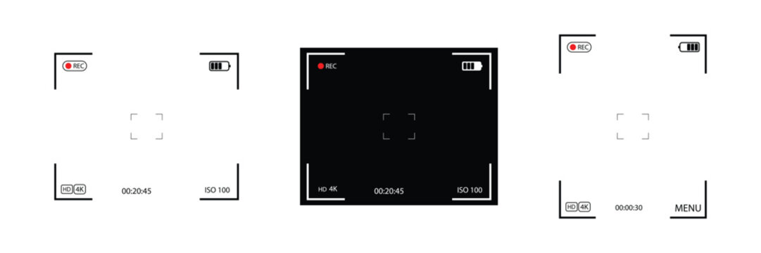 Camera Viewfinder Overlay Frame icon Set. vector and illustrations