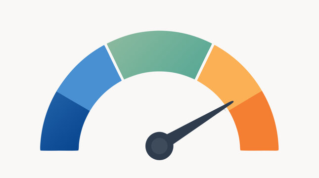 Risk tolerance gauge infographic with colorful conservative to aggressive investment spectrum, needle indicator, clean flat vector dashboard for finance planning, portfolio strategy presentations