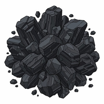 Pile of Black Coal Chunks Together.