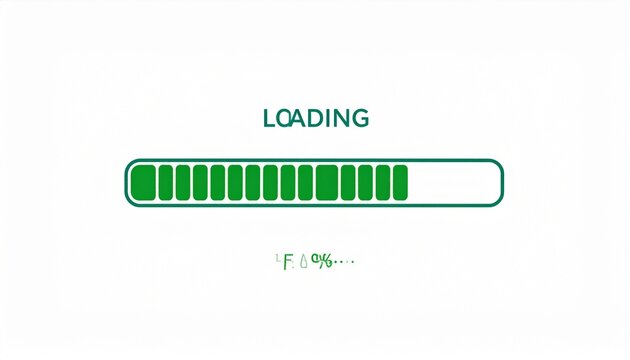 Green loading progress bar interface isolated on white background representing download and software update