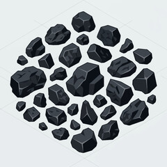 Collection of black rocks and stones. © Vivi