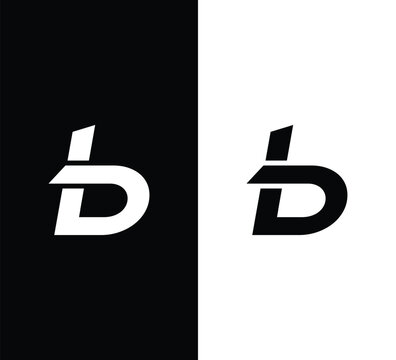 Dual contrast bd letter monogram logo mark on black white background