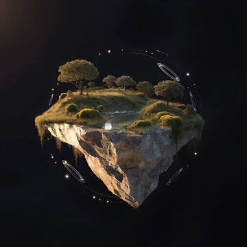 Tiny Green World Floating in Space