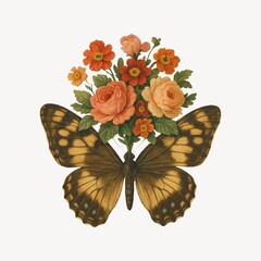 Obraz premium Butterfly floral vintage art