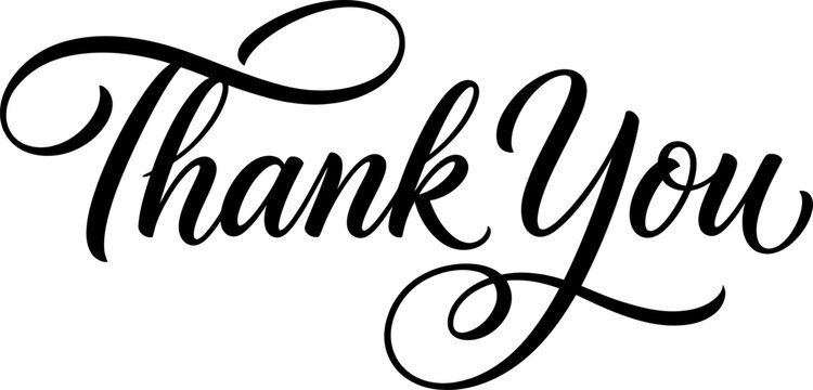 Elegant 'thank you' calligraphy perfect for cards gifts appreciation designs
