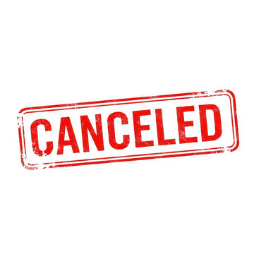 Canceled red stamp on white background