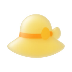 Fototapeta premium PNG Yellow sun hat with ribbon