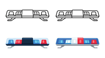 Police vehicle line art and colored versions flat vector silhouette © MdRakib