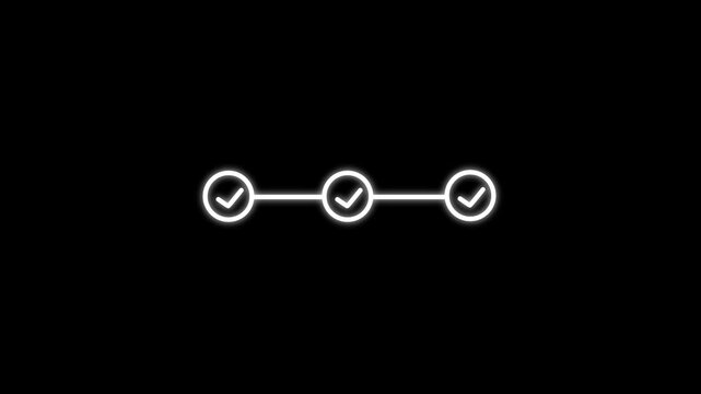 Checklist progress animation. Sequential checkmark icons connected. process completion concept. Infographic step by step process sign animation in 4k