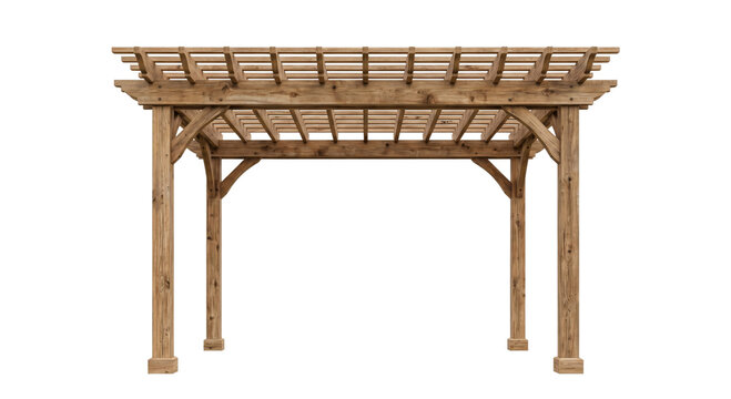 Rustic wooden pergola structure for outdoor garden spaces
