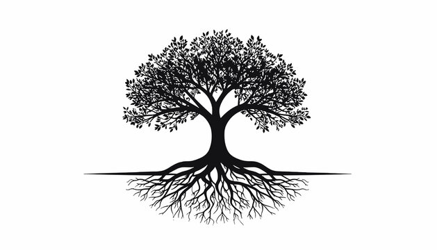 Tree with extensive root system.
