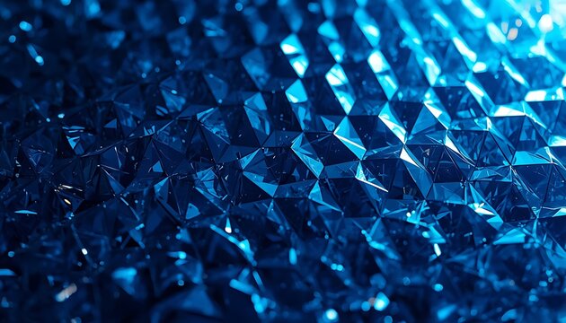 Premium blue origami and low poly crystal geometric shattered facet 3d pattern background