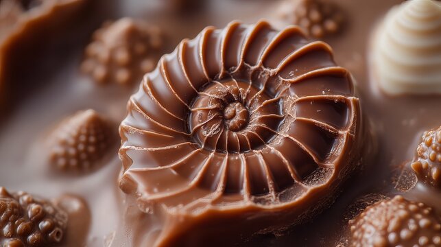 A close-up view of assorted dark chocolate truffles and bonbons, showcasing rich textures and decadent indulgence for a sweet treat