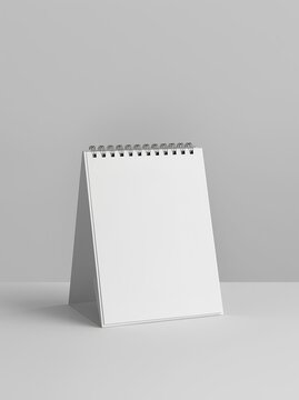 Blank white spiral desk calendar mockup - Stationery office organizer layout template - Vertical marketing as