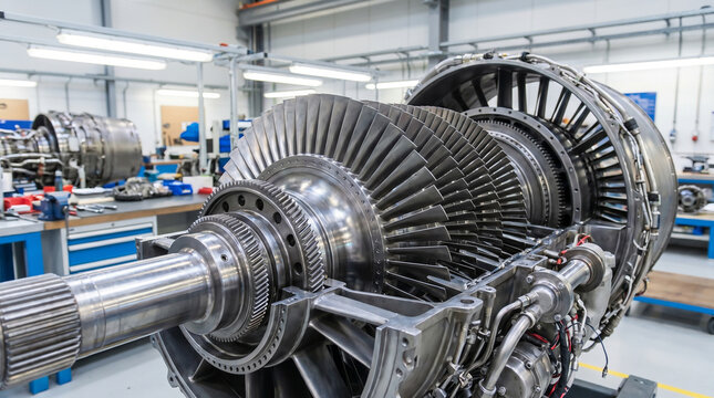 Detailed Jet Engine Core with Multiple Stages of Turbine and Compressor Blades