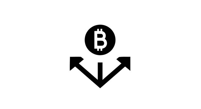 Minimalist black and white icon representing Bitcoin hard fork blockchain split concept