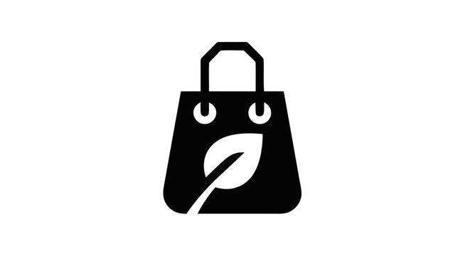 Eco-friendly shopping bag icon with a leaf symbol for sustainable retail and green consumerism
