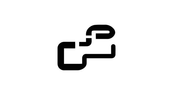 Minimalist black abstract line art monogram logo design on white background, editorial illustration