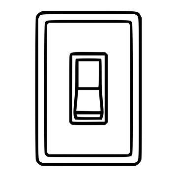 Hand drawn vector icon illustration of wall light switch toggle minimalist line outline scalable clean black symbol perfect for home interior graphic resources electrical design element simple modern