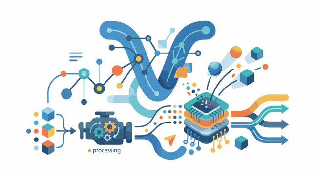 Abstract digital network processing with gears and circuit board