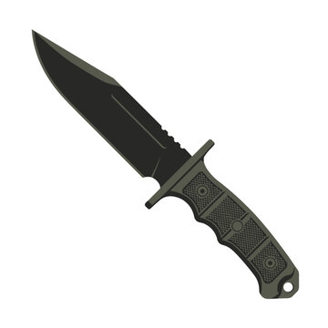 Vector illustration of a tactical combat knife, military survival weapon isolated on white background