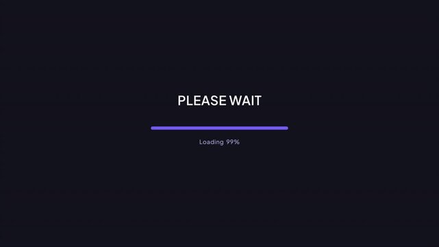 Modern Please Wait Screen with Animated Progress Bar and Percentage on Dark UI Background