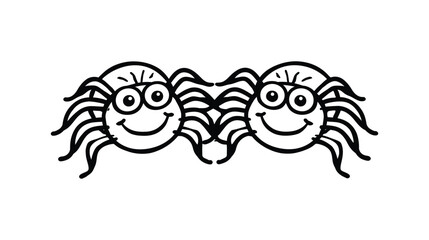 Fototapeta premium Spider illustration cartoon doodle two cute smiling characters