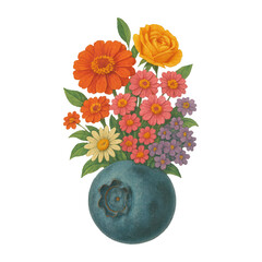 Obraz premium PNG Vibrant floral blueberry illustration