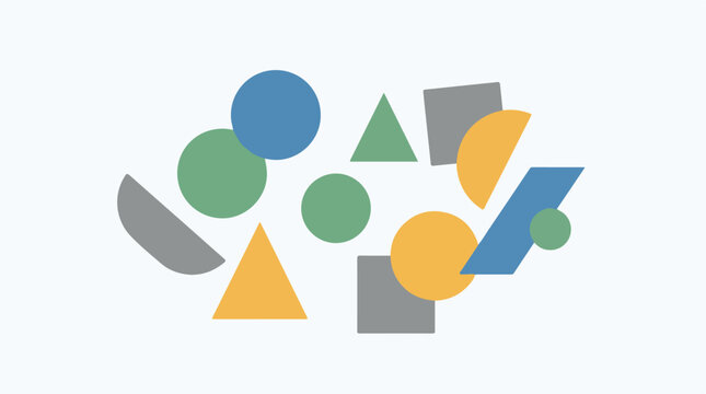 Abstract arrangement of colorful geometric shapes (6)