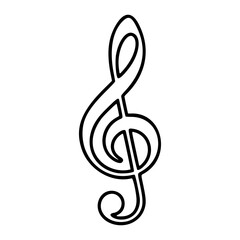 Fototapeta premium Hand-drawn Treble Clef Vector Icon - Musical G Clef Line Art Illustration. Elegant Outline for Music Notation, Sheet Music, and Audio Branding. Clean Black White Vector Musical Graphic.