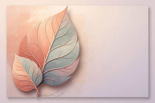 Elegant Pastel Paper Cut Leaf Background with Modern Minimal Copy Space