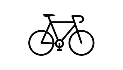 Fototapeta premium Simple black outline icon of a classic bicycle featuring wheels handlebars and pedals representing sustainable transport and cycling sport.