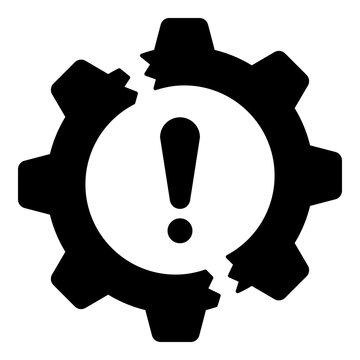 Broken gear with exclamation mark failure icon vector