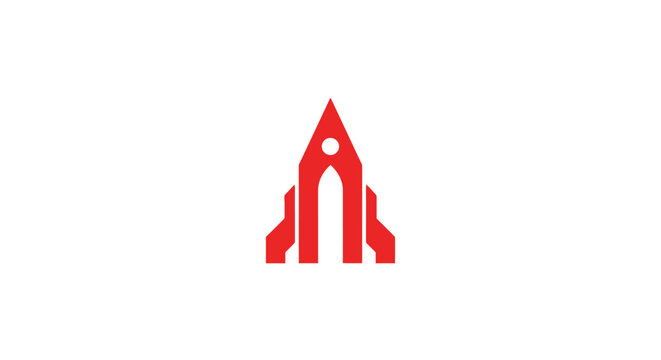 Red stylized letter A rocket launch logo icon.