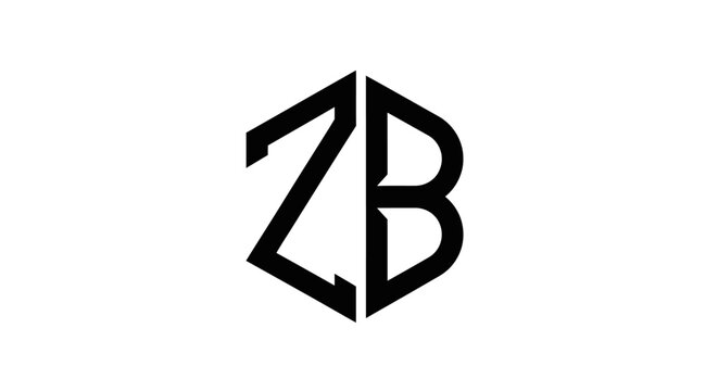 Sharp initials ZB in geometric hexagonal frame logo