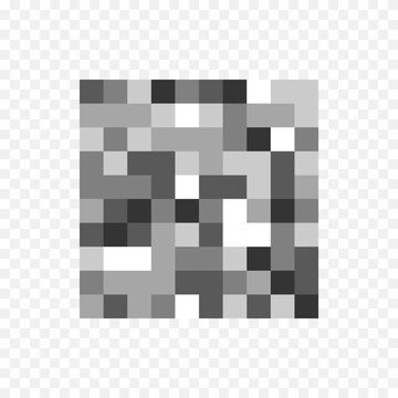 Gray pixelated censorship PNG. Square pixelation censorship effect. Blurred pixelated texture on a transparent background. Blurred restricted or confidential content.