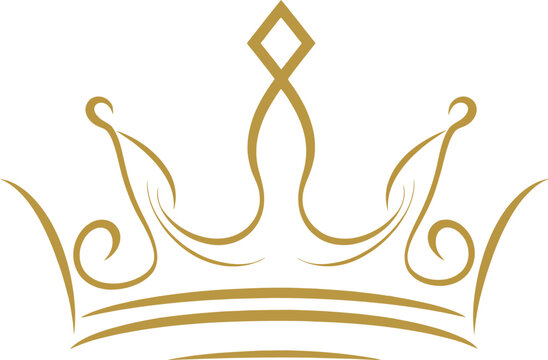 Elegant golden royal crown swirl vector illustration.