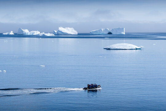 Natural scenery of snow-capped mountains and icebergs at the Portal point of  the Antarctic Peninsula