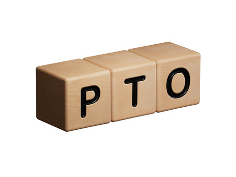 wooden cube with pto text. Financial, marketing.close up of wooden elements,Business Concept.Supports PNG files with transparent backgrounds.