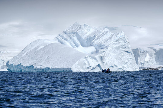 Antarctic Peninsula exploration zodiac and natural scenery of Antarctic ice shelves