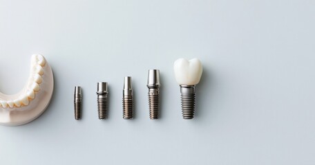 Fototapeta premium Dental implant components with tooth model