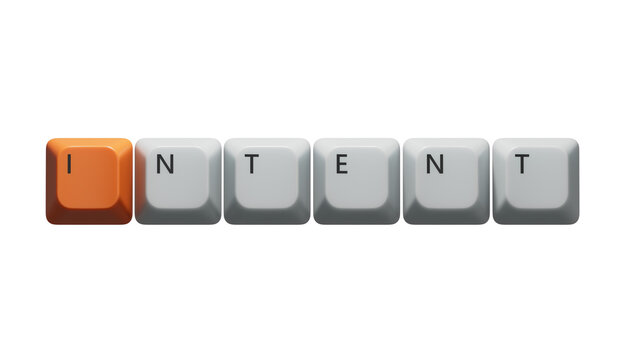 Computer keyboard keys with INTENT business word.close up of Computer keyboard keys,Business Concept.Supports PNG files with transparent backgrounds.