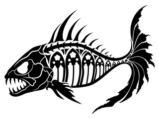 Fototapeta premium Gothic Skeleton Fish with Cathedral Rib Cage