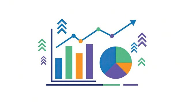 Data analysis visualization growth charts and pie chart for business reports
