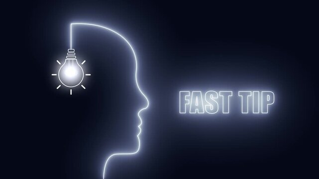 Fast tip neon head with glowing bulb for quick learning shorts and rapid information sharing for social media reels