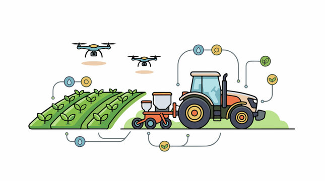 Agricultural Drone Monitoring Crop Field.