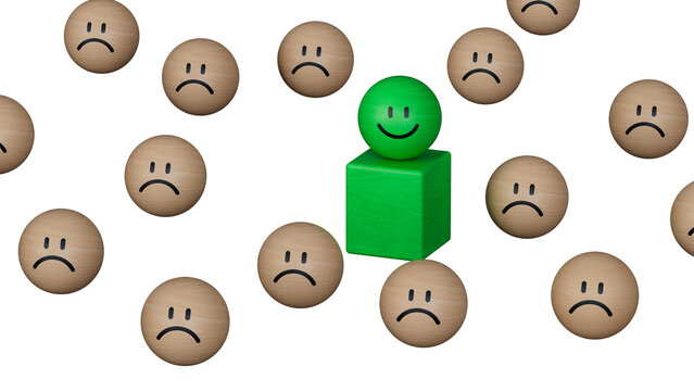 a smiling wooden BALL, Concept of recruiting.Facial expressions. Mental health assessment.Supports PNG files with transparent backgrounds.