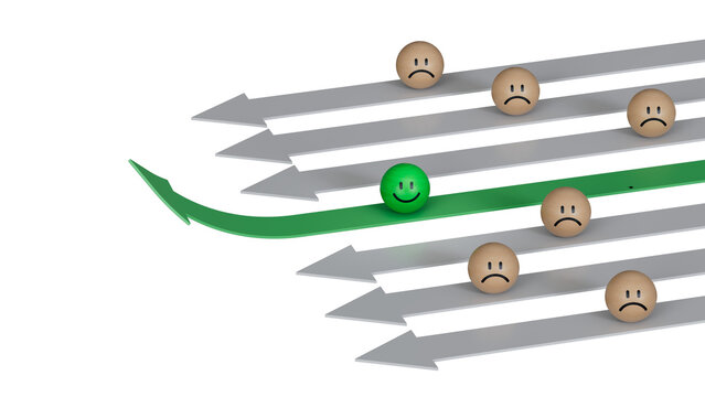 GREEN leader in business way.Wood BALL with smile, normal and sad face. Facial expressions. Mental health assessment.Supports PNG files with transparent backgrounds.
